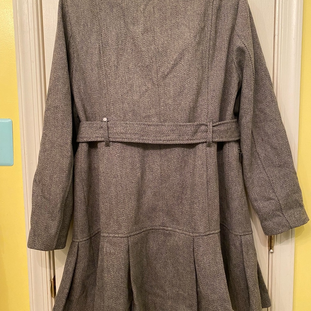 Gray Calvin Klein Wool Blend Belted Coat Medium - Picture 6 of 7